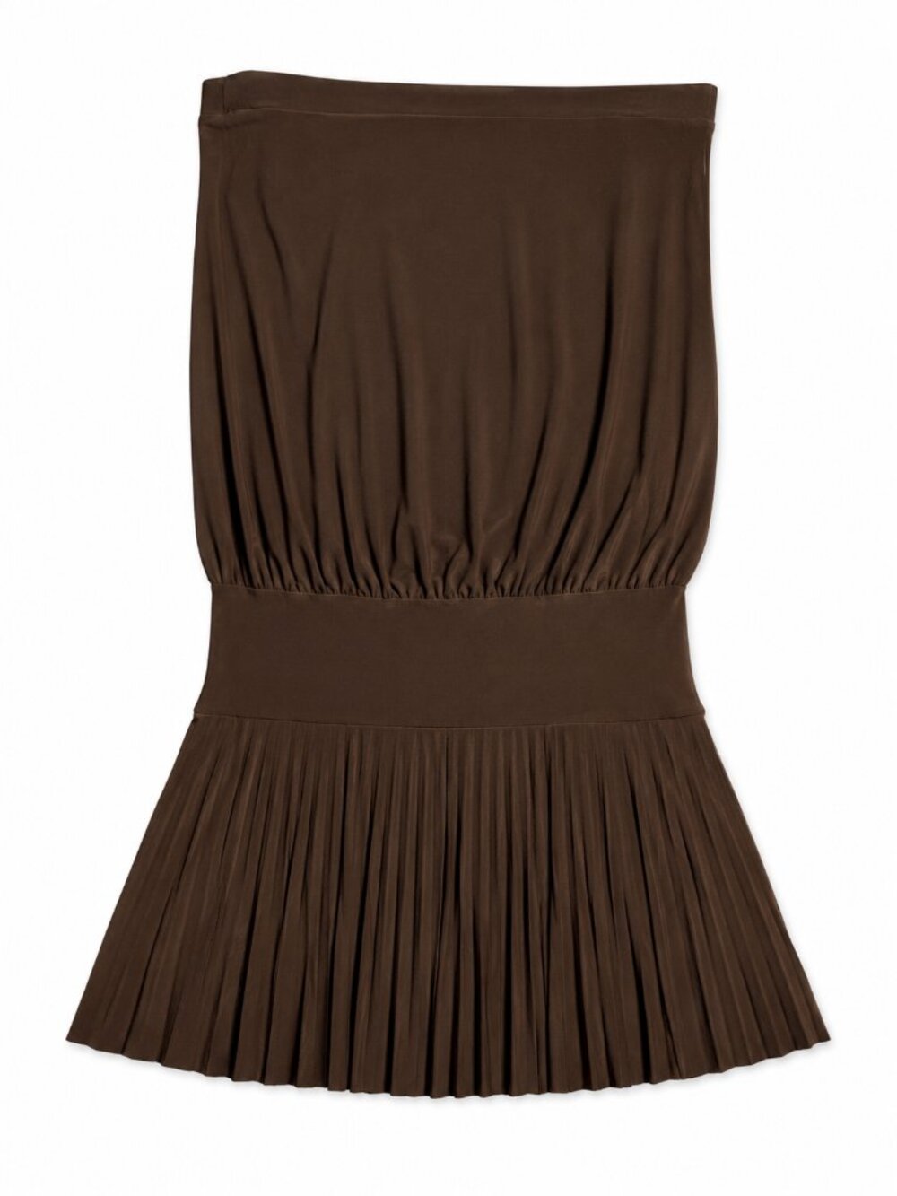 Soprano Women's Brown Pleated Drop Waist Strapless Mini Dress Size S